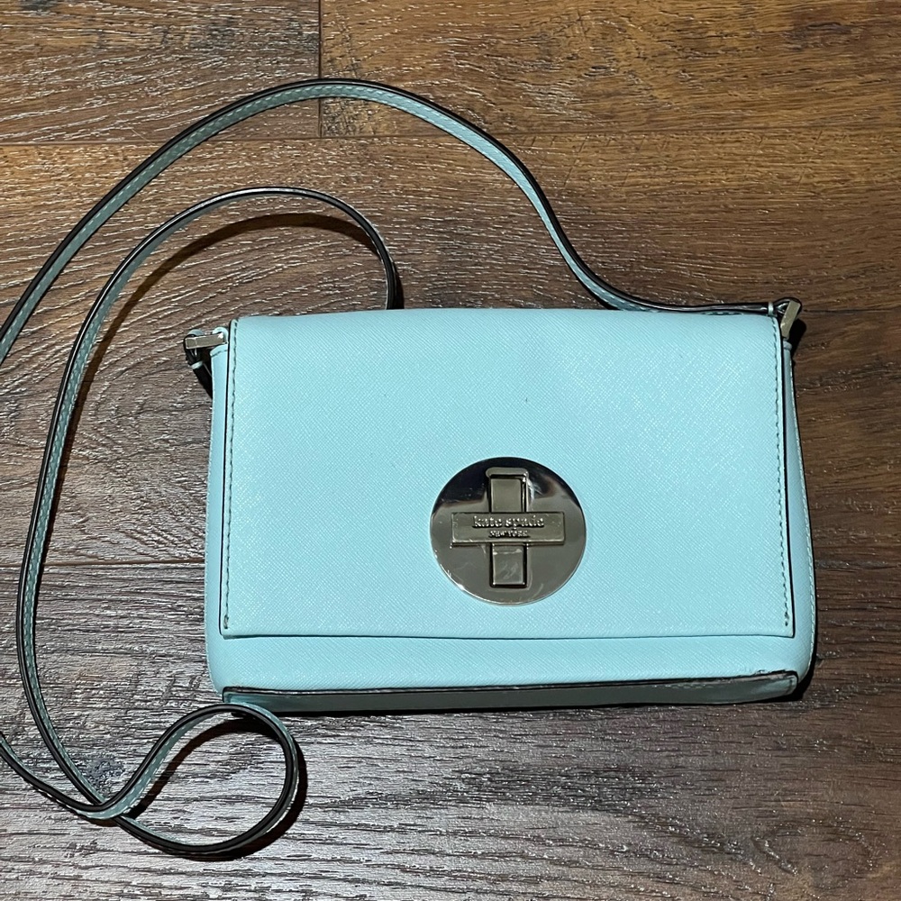 Kate Spade Newbury Lane Sally Small Crossbody Bag Light Blue Leather